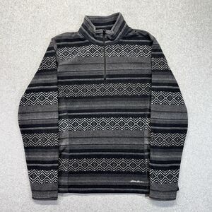 Eddie Bauer Women’s Large 1/4 Zip Fleece Pullover Long Sleeve Aztec Pattern AOP